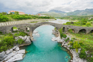 Old Mes Bridge (Albanian: Ura e Mesit) near Shkoder in Albania